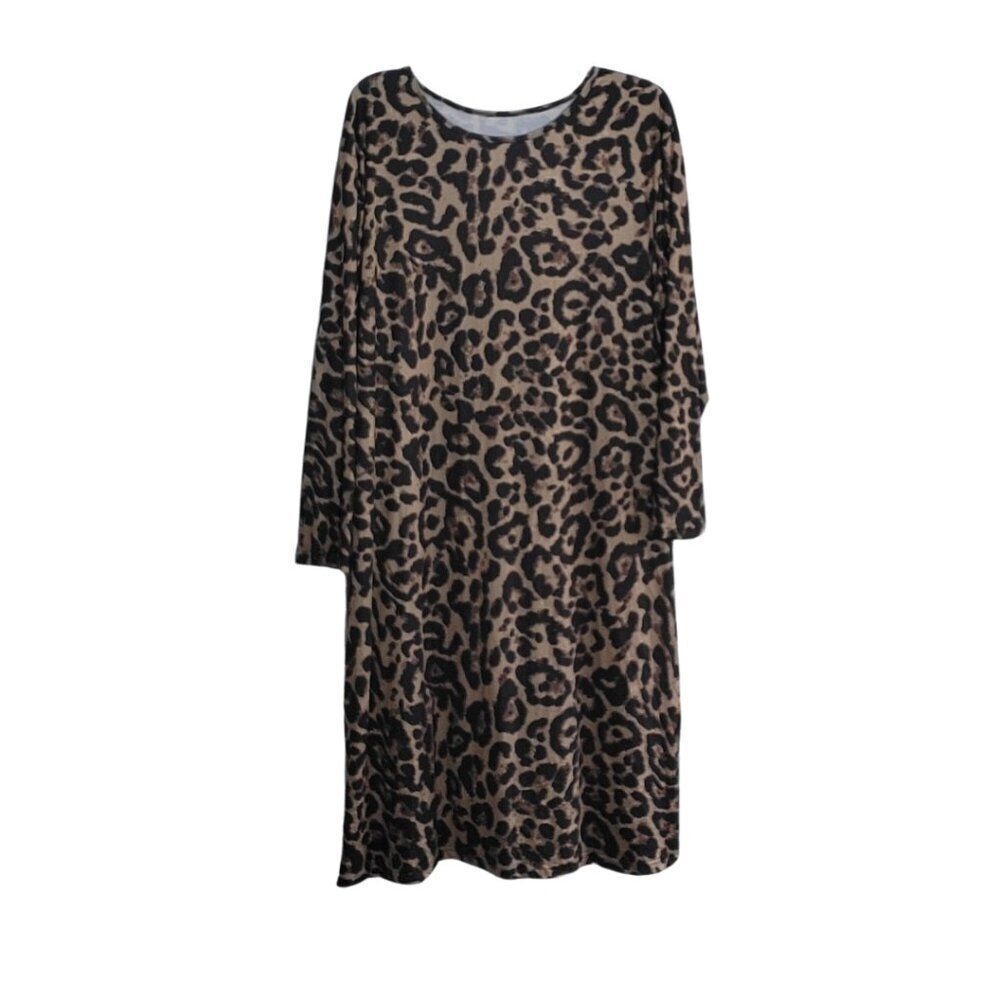 Leopard Print Plus Size Midi Dress
